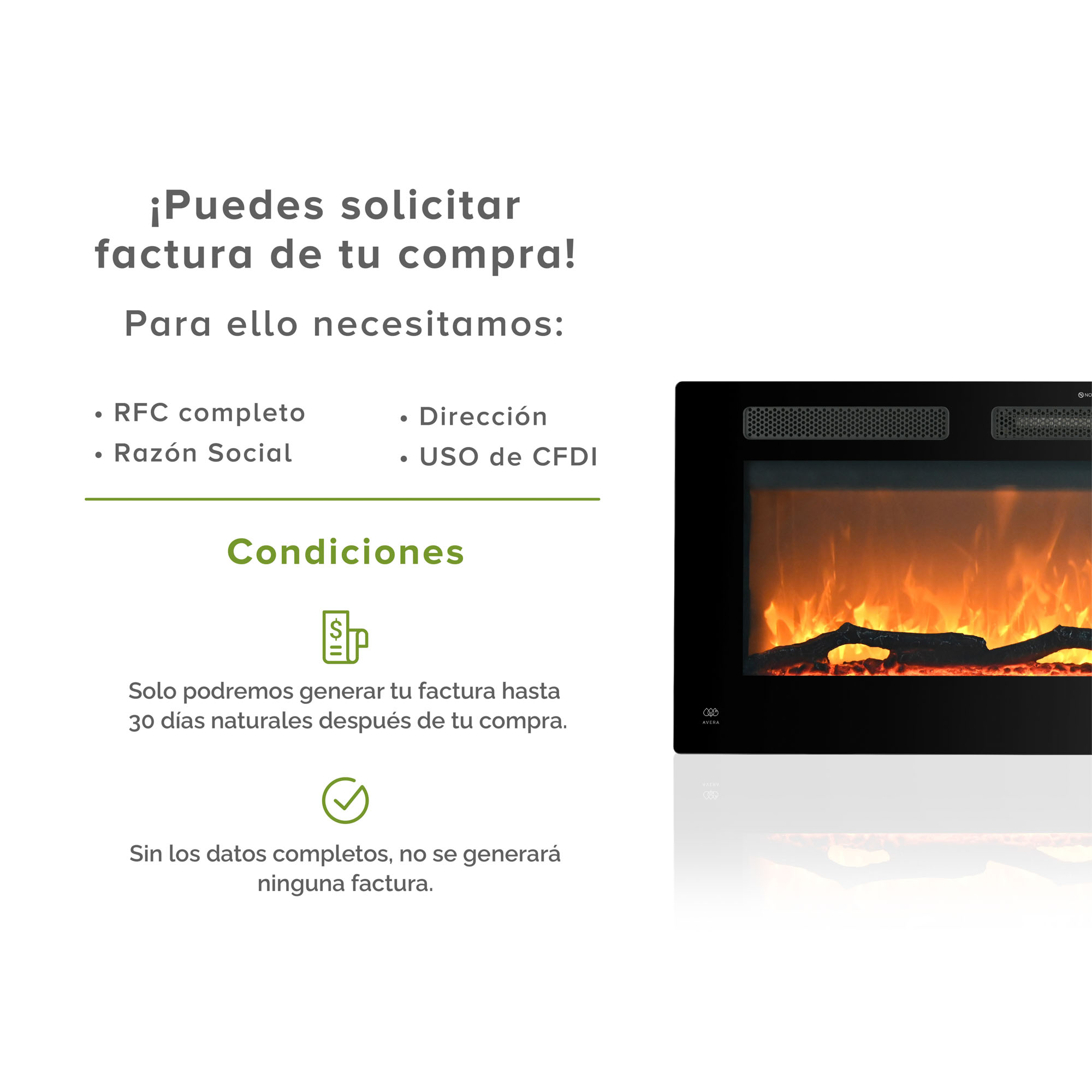 Calefactor Tipo Chimenea Luz Led Ajustable WiFi Avera CAL05