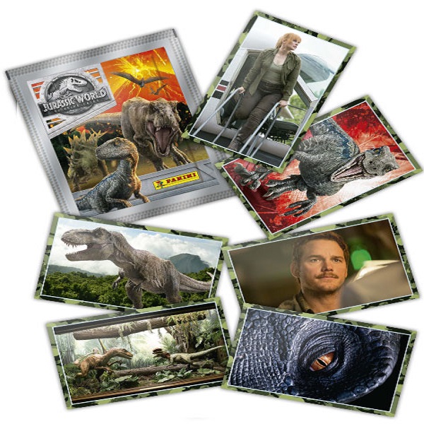 Paquete con 50 Sobres del album Jurassic World El Reino Caido - Panini