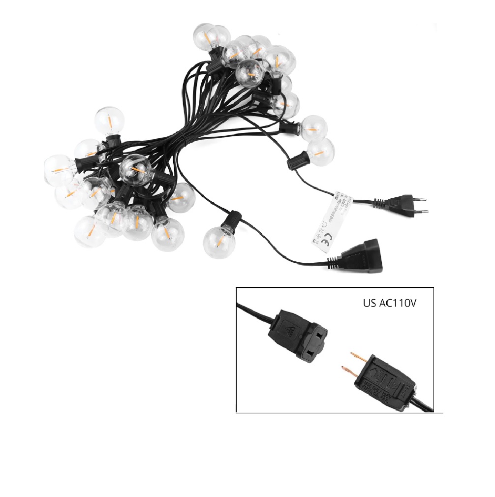 Tira de luces led foco adorno patio casa para exteriores 5M 110v bombilla decoración jardín negro