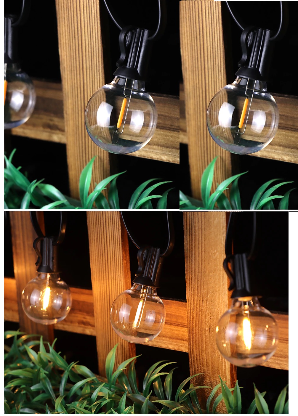 Tira de luces led foco adorno patio casa para exteriores 5M 110v bombilla decoración jardín negro