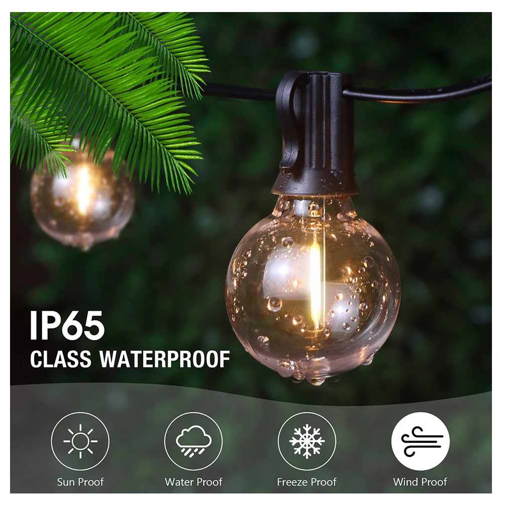 Tira de luces led foco adorno patio casa para exteriores 5M 110v bombilla decoración jardín negro