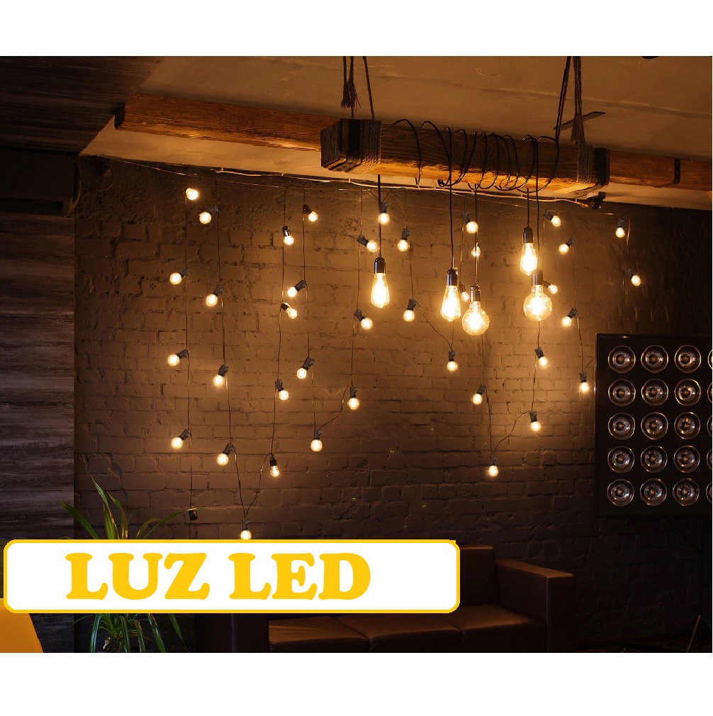 Tira de luces led foco adorno patio casa para exteriores 5M 110v bombilla decoración jardín negro