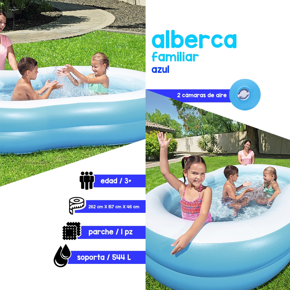 Alberca Inflable Infantil Ovalada Bestway 544 Lts 262 cm Azul