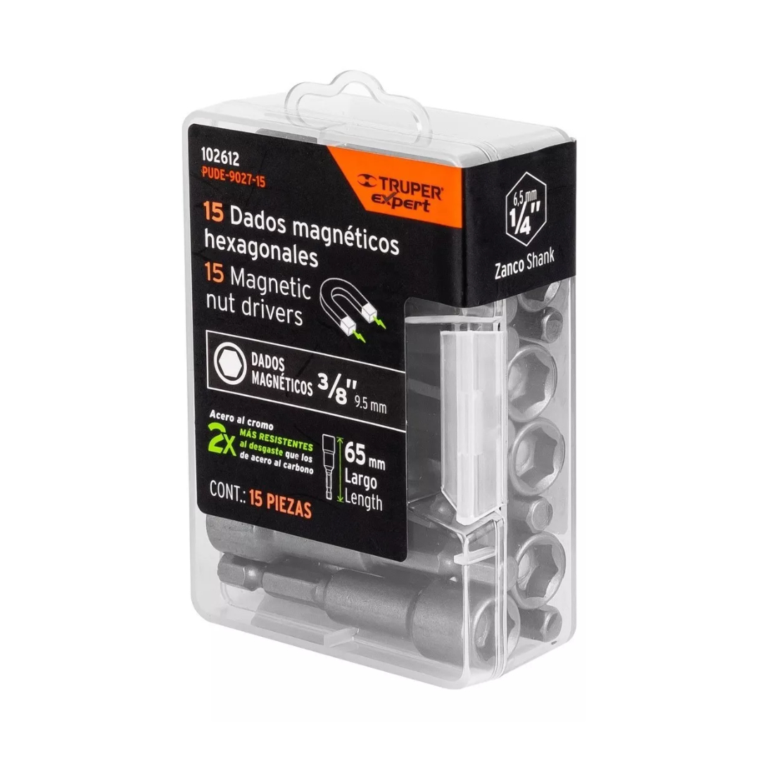 Estuche Con 15 Dados Magnéticos De 3/8' Largo 2'