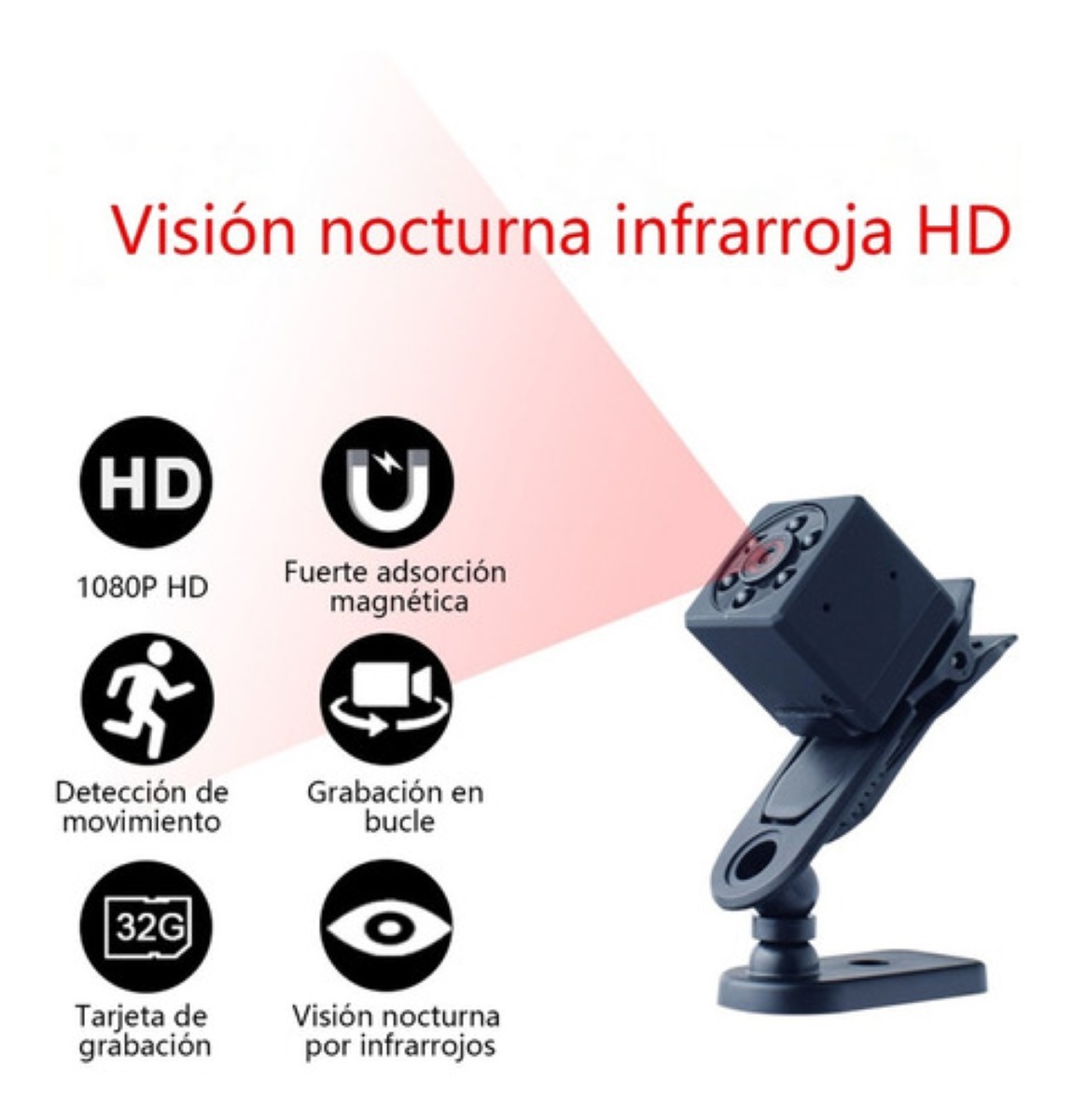 Mini cámara vídeo FullHD, visión nocturna, movimiento