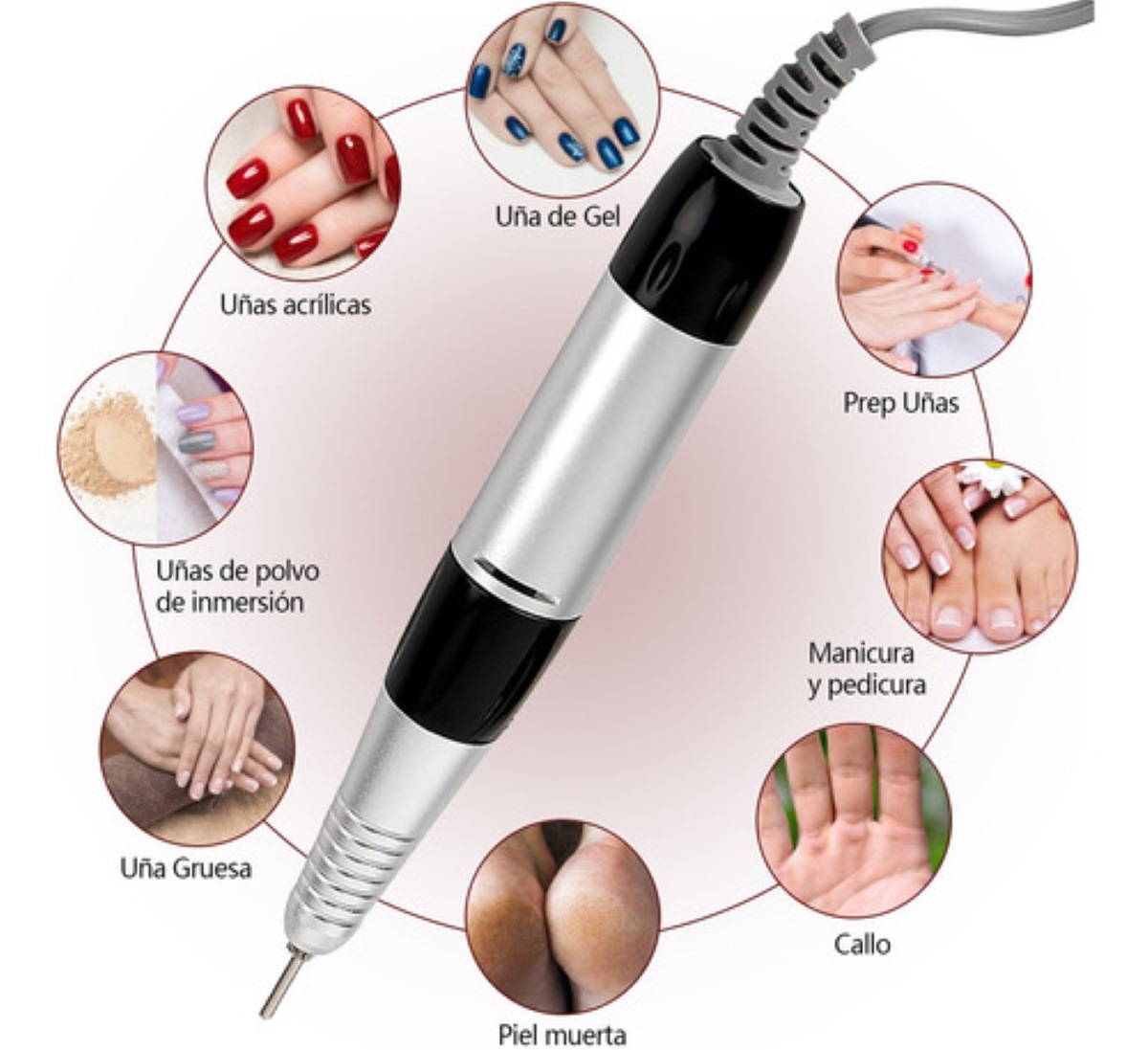 Pulidor Esmeril Taladro De Uñas Con Pedal 35w 35000rpm Blanco
