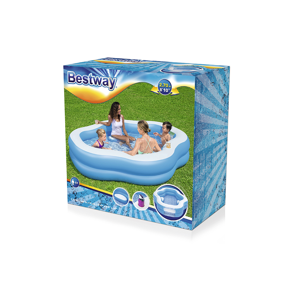 Alberca Inflable Familiar Con Asientos Bestway 821 Lts 270 Cm Azul