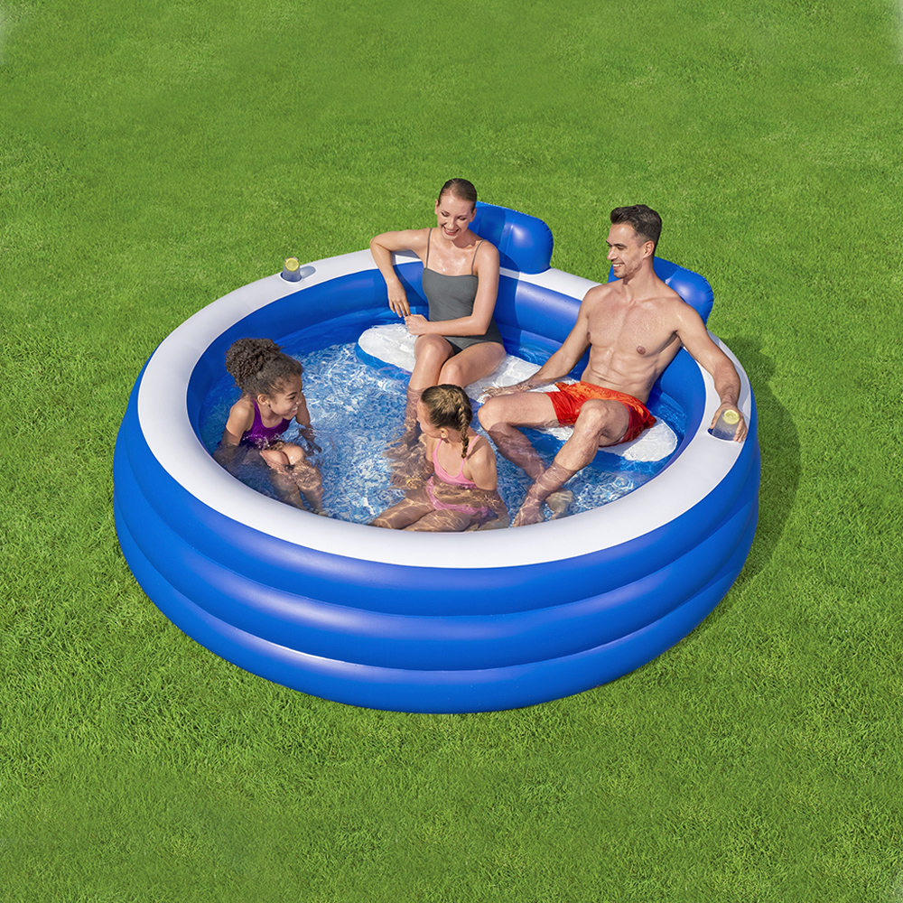 Alberca Inflable Familiar Circular Bestway Con Asientos 231 Cm Azul