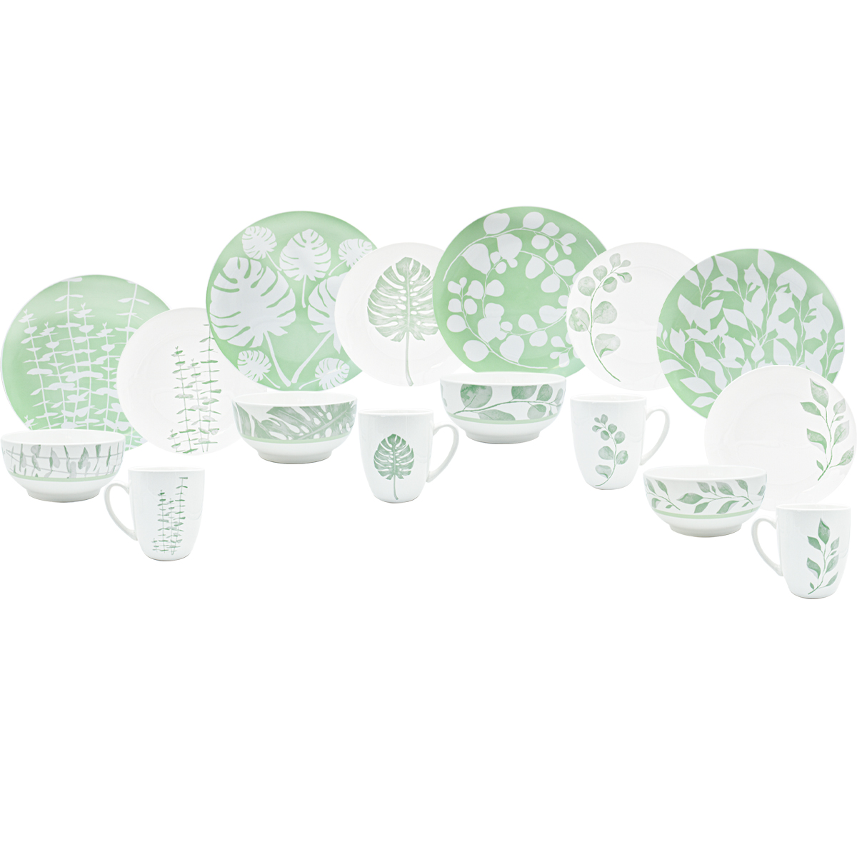 Kaiser 2415-3903 Vajilla Porcelana Fina Alemana Naturaleza Botánica Verde 4p 16pzas