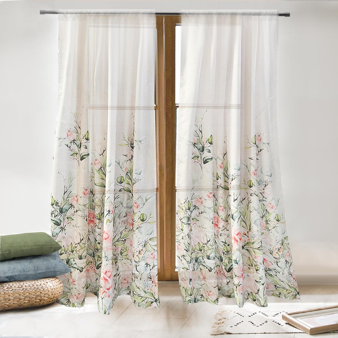 Cortinas Estampadas Gerona Transparentes 2.30m Alto X 2.70 Ancho