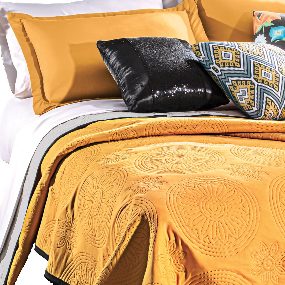 Edredon Individual Izamal Microfibra Amarillo ColchasConcord