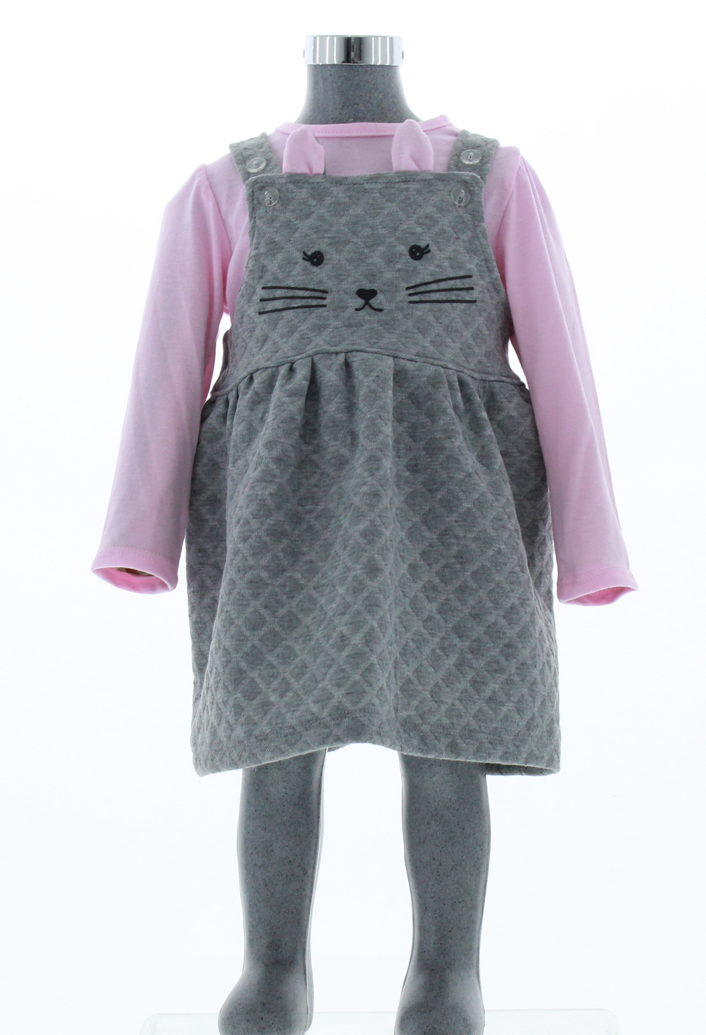Vestido para Niña Bebe Gris 2 Piezas 3273 1 a 5 años.
