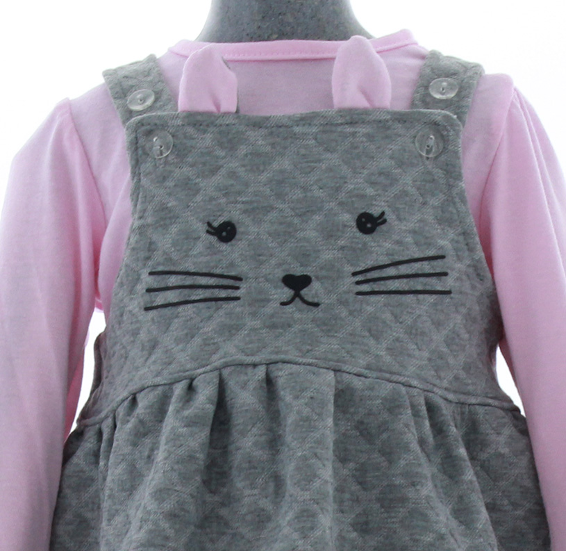 Vestido para Niña Bebe Gris 2 Piezas 3273 1 a 5 años.