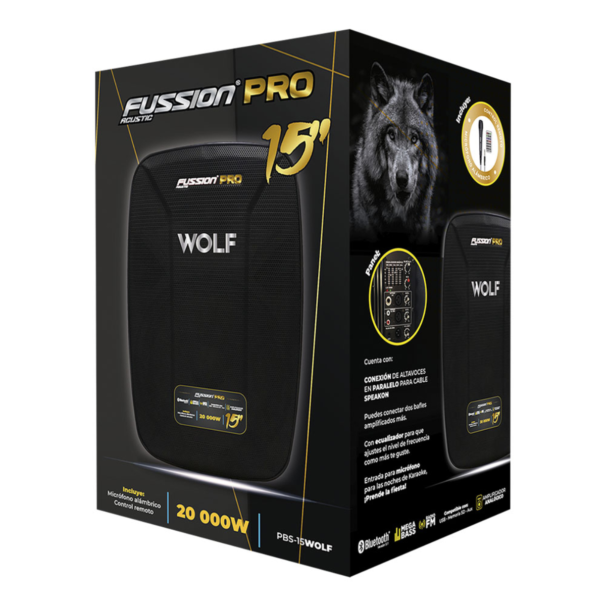 BAFLE AMPLIFICADO FUSSION PBS-15WOLF 15" 20000W PMPO ENDY12