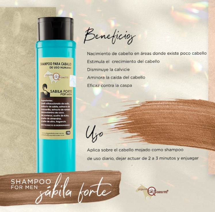 SHAMPOO PARA CABALLO YEGUADA LA RESERVA SABILA FORTE FOR MEN PARA USO HUMANO "EL ORIGINAL"