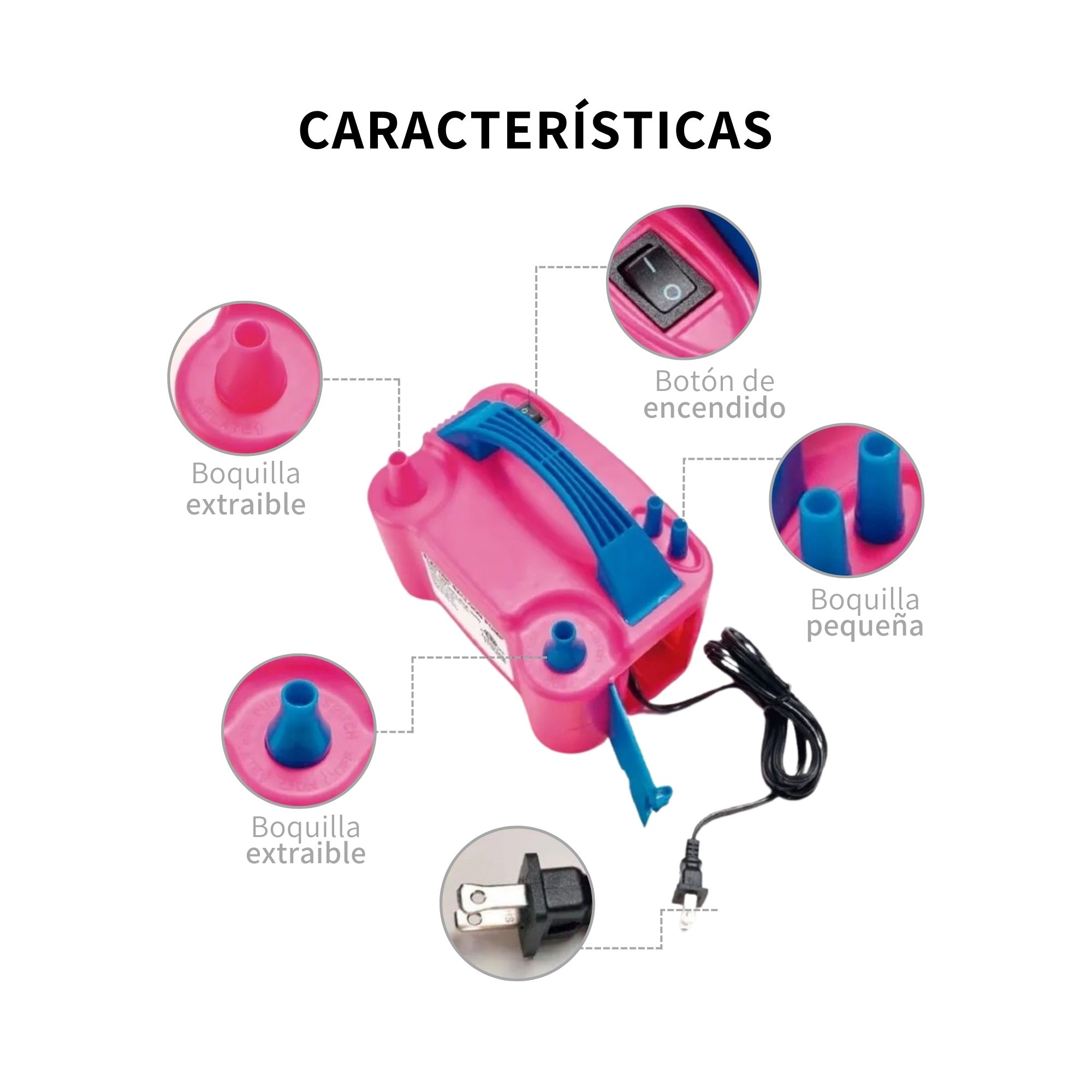Infladora De Globo Bomba Eléctrica de Globos 110V~120V, 600 Vatios.