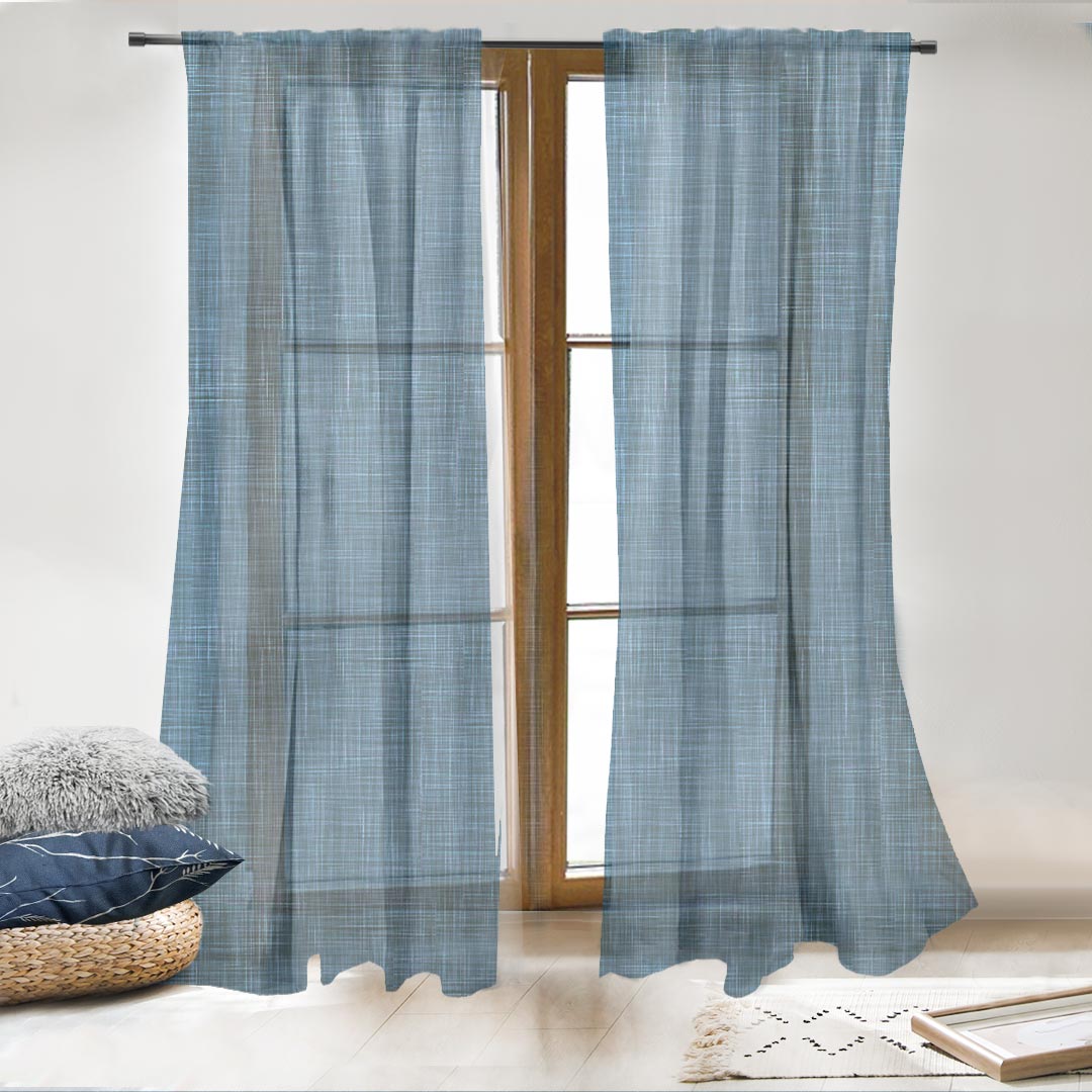 Cortinas Estampadas Capellini Azul Plumbago Transparentes 2.30m Alto X 2.70 Ancho