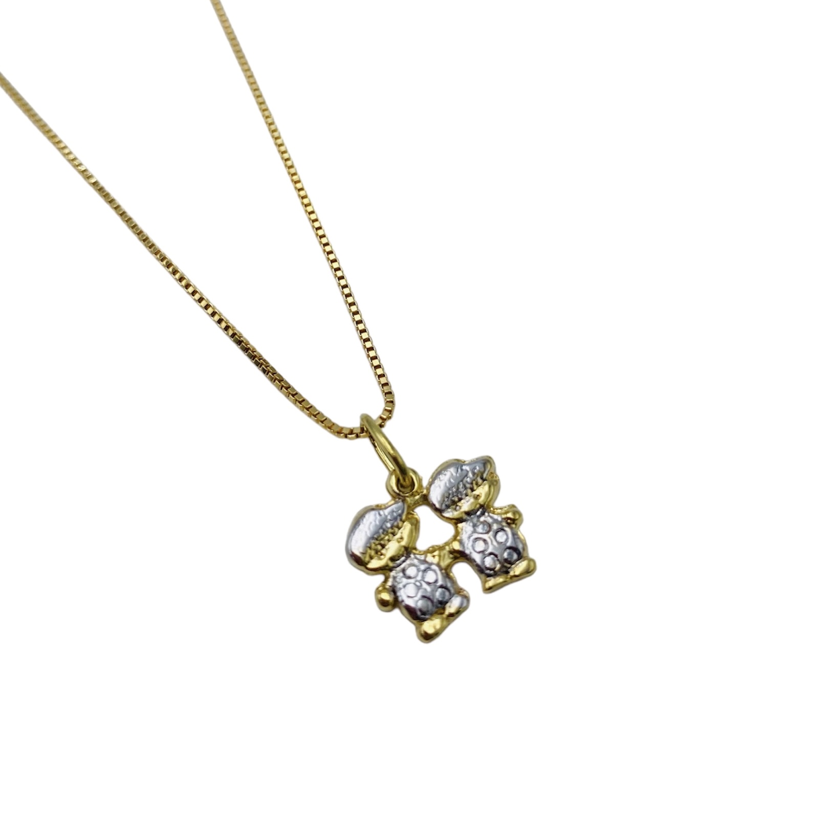 Collar hijos- Cadena con dije 2 niños- Baño de oro- Collar para mamá. Collar hijos