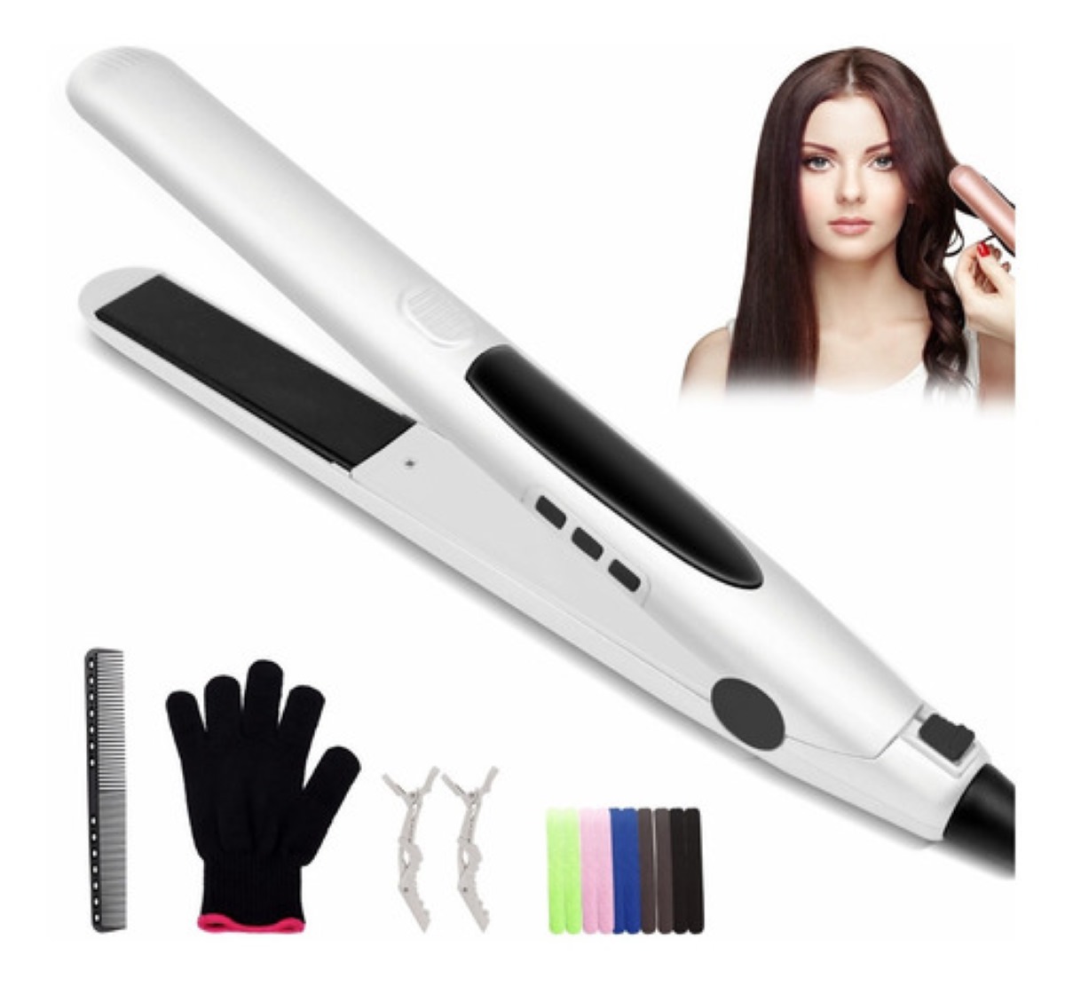 Plancha Para Cabello, 2en1 De Ceramica Color Blanco