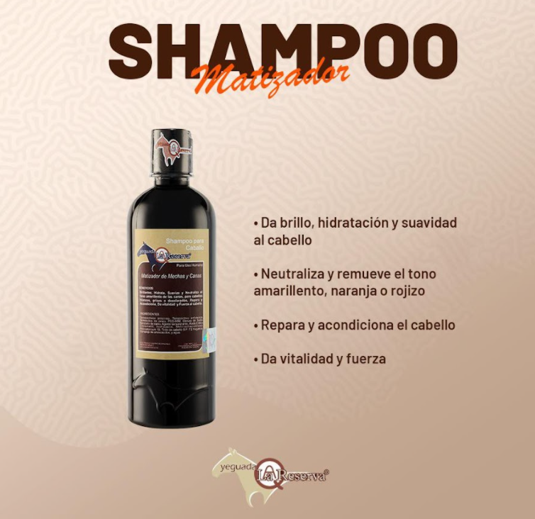 Shampoo MATIZADOR de Mechas y Canas Yeguada la Reserva Tratamiento Matizante, Elimina Tonos Deslavados, Amarillos, Rojos y Verdes por Tintes y Decoloraciones Shampoo para Caballo para uso humano 500 ml. (3 Botellas)