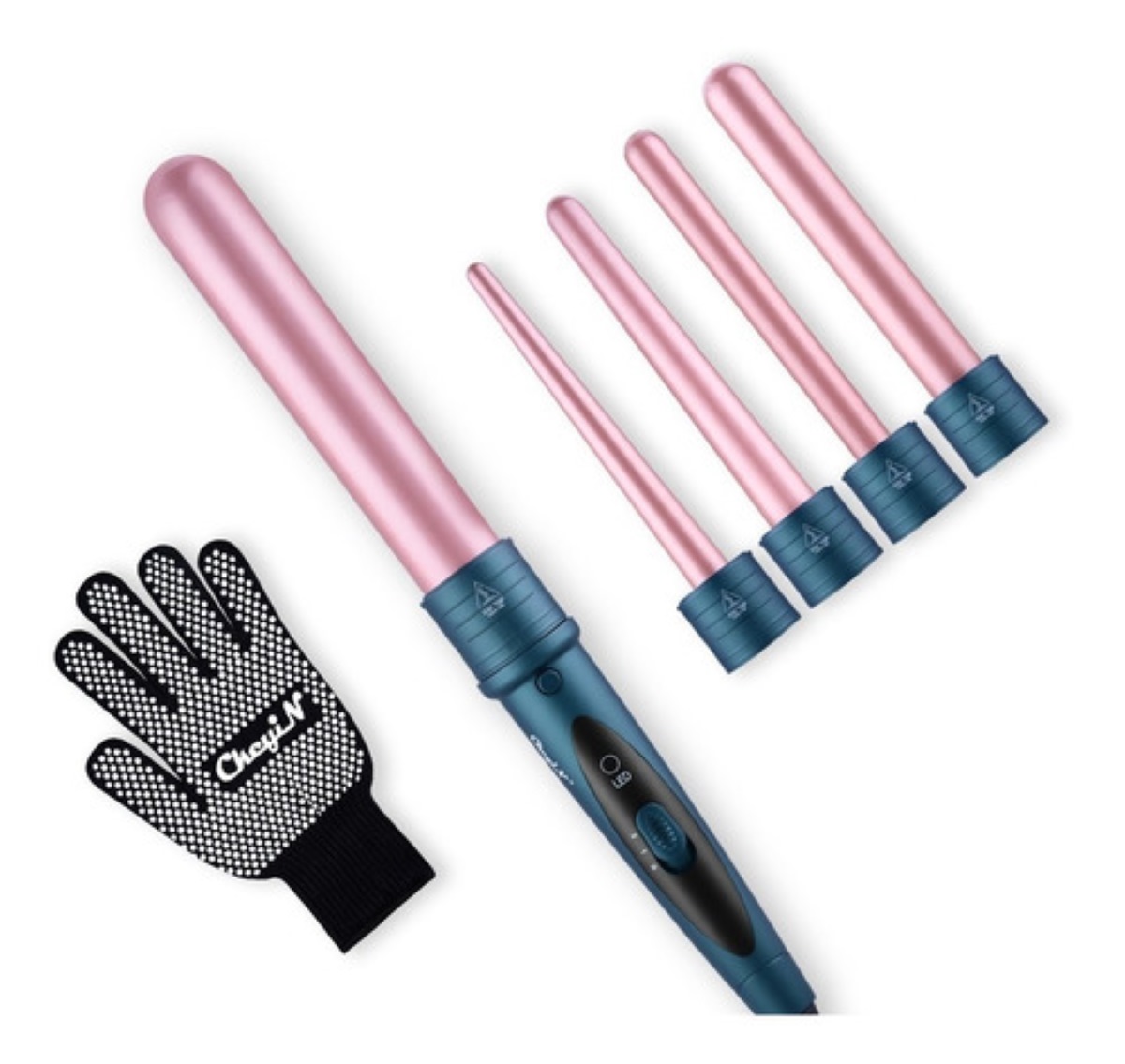 Ferros Profesionales Rizadoras De Cabello 5 En 1 Rosa con Azul