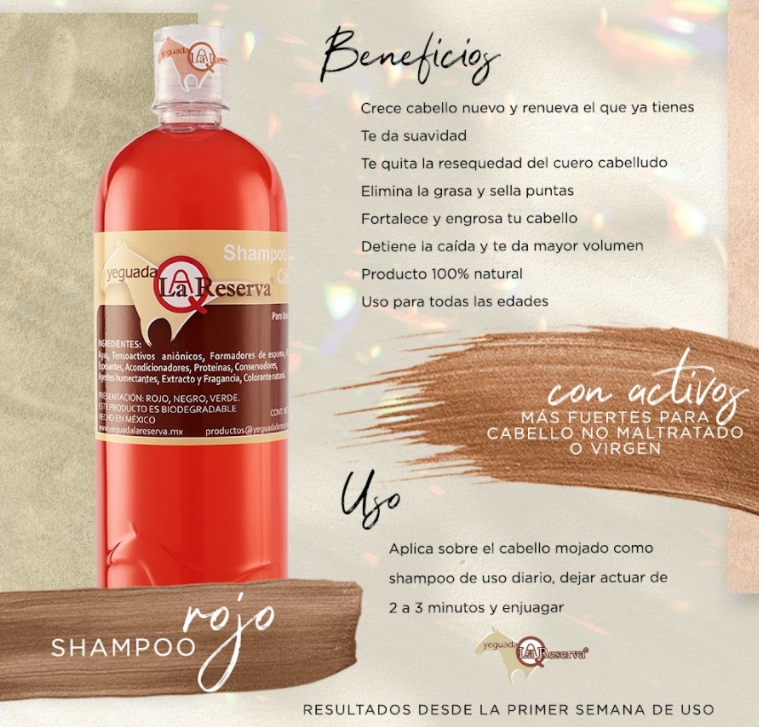 Shampoo de Caballo ROJO para Uso Humano Yeguada la Reserva Ideal
