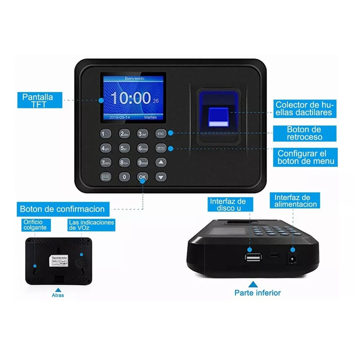 Reloj Checador Huella Biométrico Digital Memoria Internet
