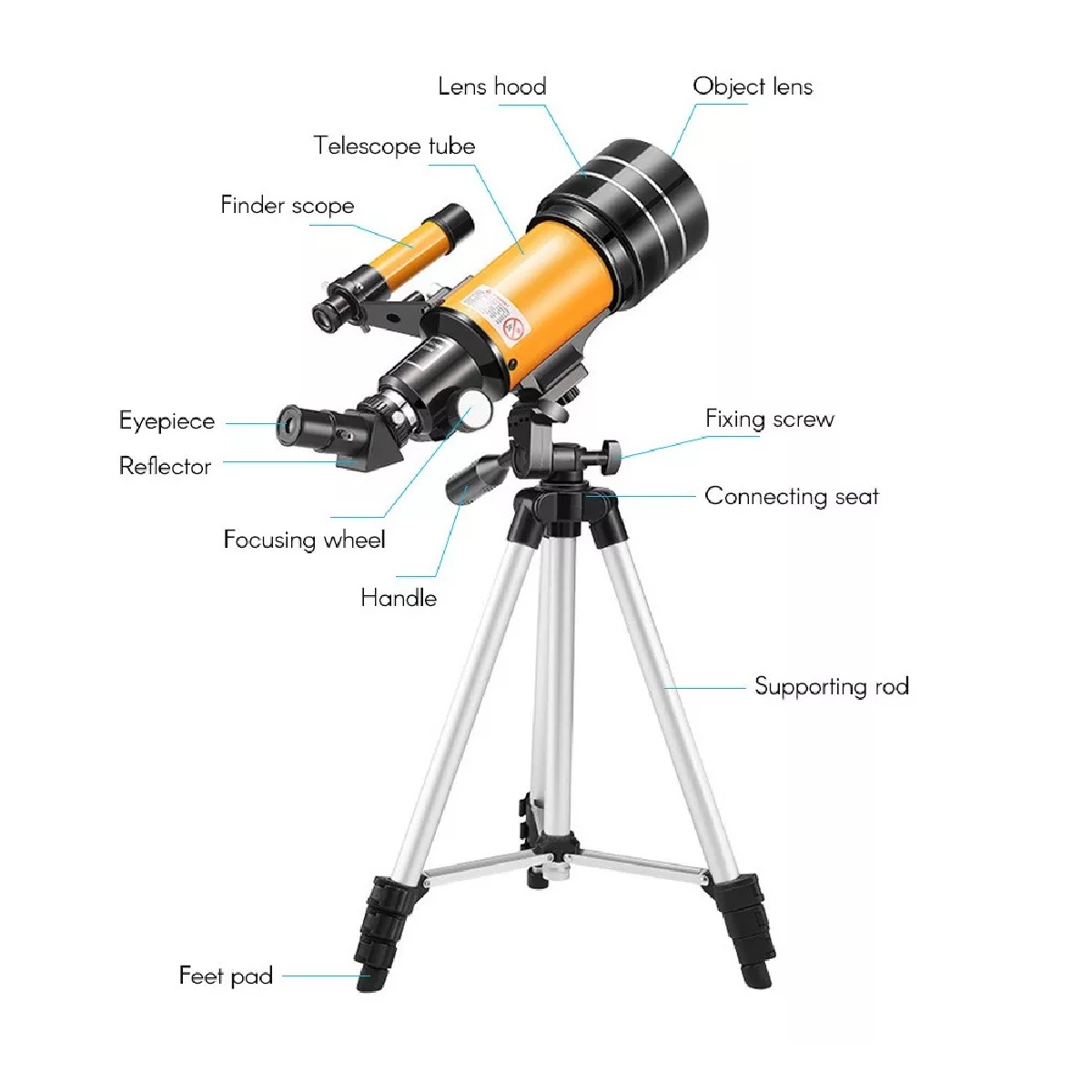 Telescopio Astronómico Monocular 15x-150x 70mm Con Trípode