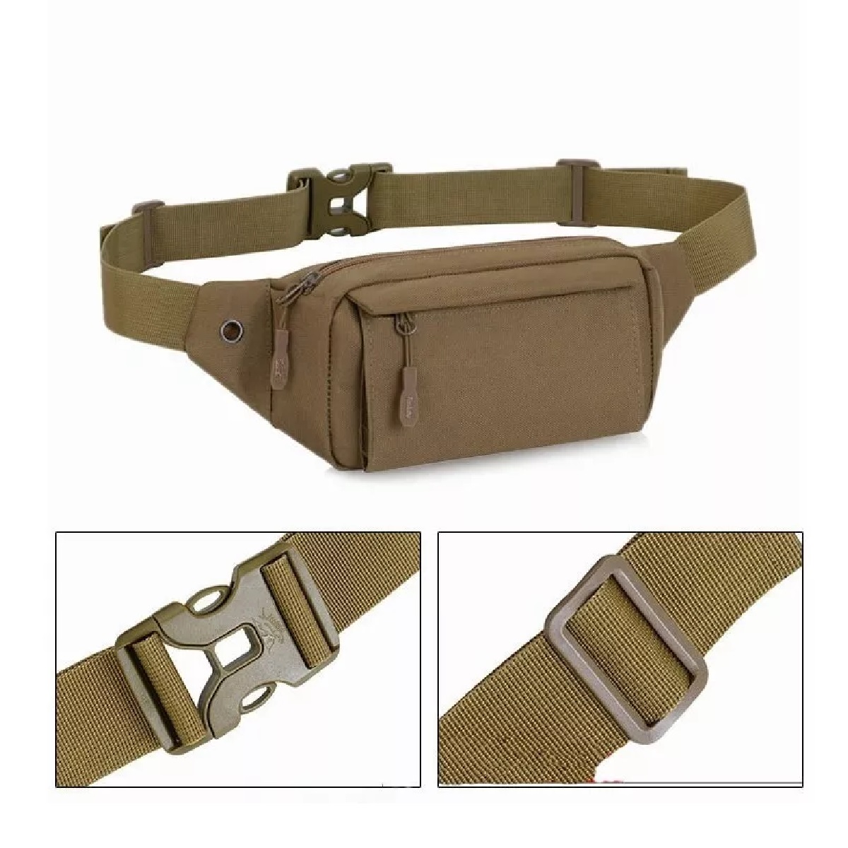 Cangurera Táctica Militar Multiusos Bolsa Campismo Riñonera Caqui