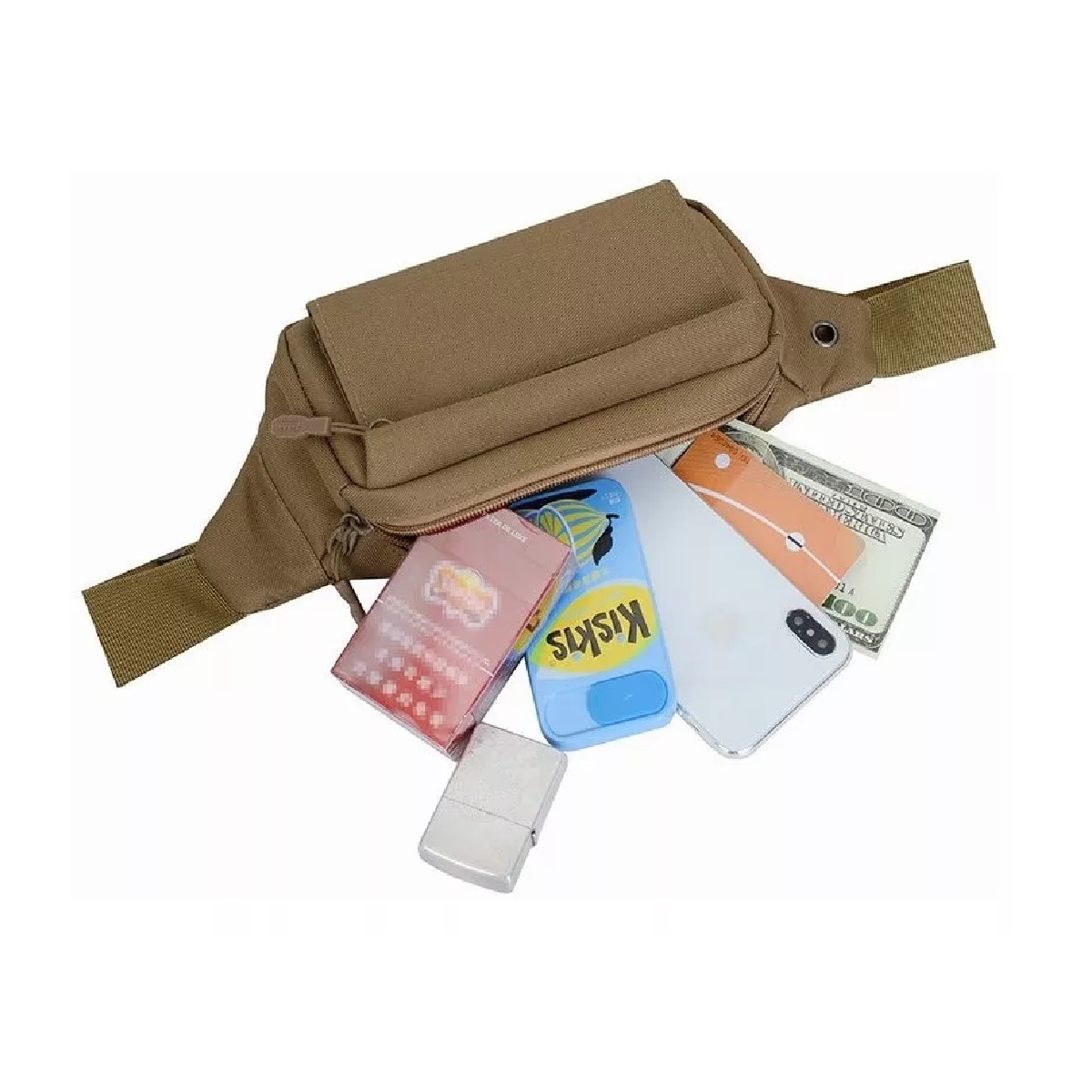 Cangurera Táctica Militar Multiusos Bolsa Campismo Riñonera Caqui