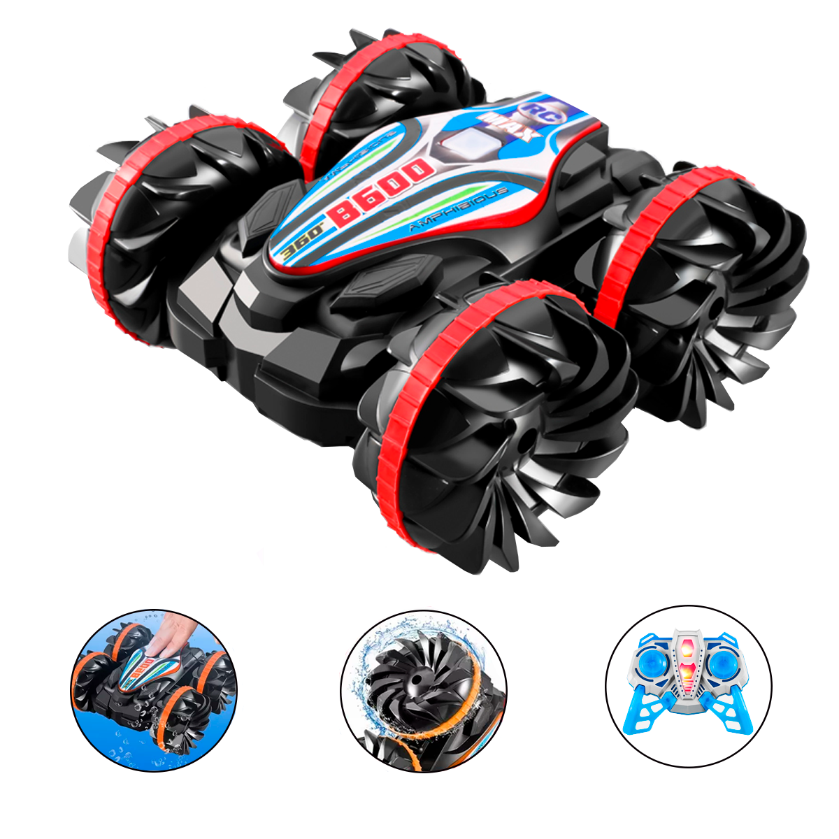 Carro A Control Remoto Anfibio Coche Con Conducción Doble Lado Y Rotación De 360