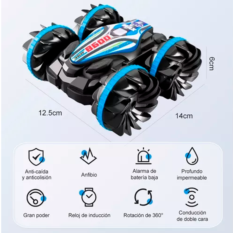 Carro A Control Remoto Anfibio Coche Con Conducción Doble Lado Y Rotación De 360