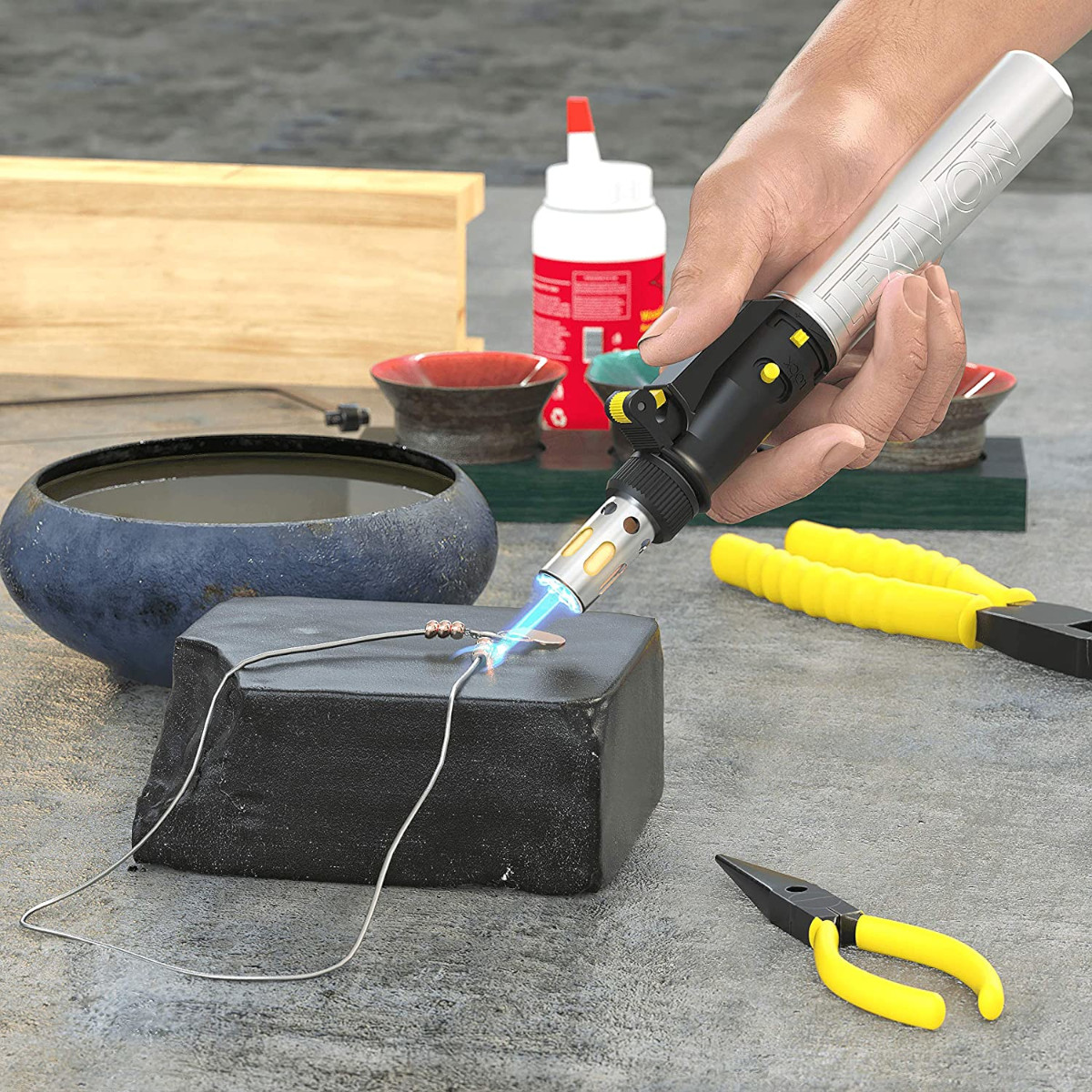 Kit Soldador Gas Butano LEXIVON Inalámbrico juego de 7 puntas