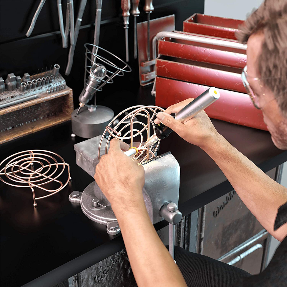 Kit Soldador Gas Butano LEXIVON Inalámbrico juego de 7 puntas