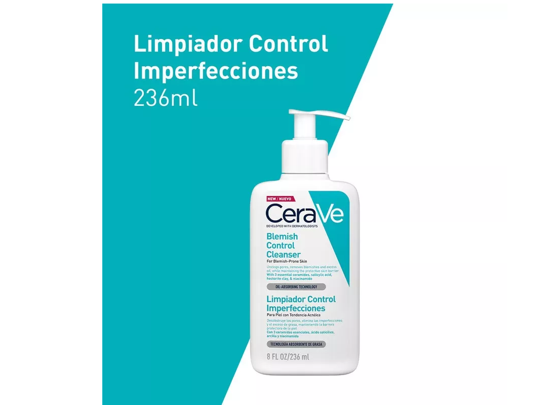 Cerave Limpiador Control Imperfecciones, Piel Grasa, 236ml
