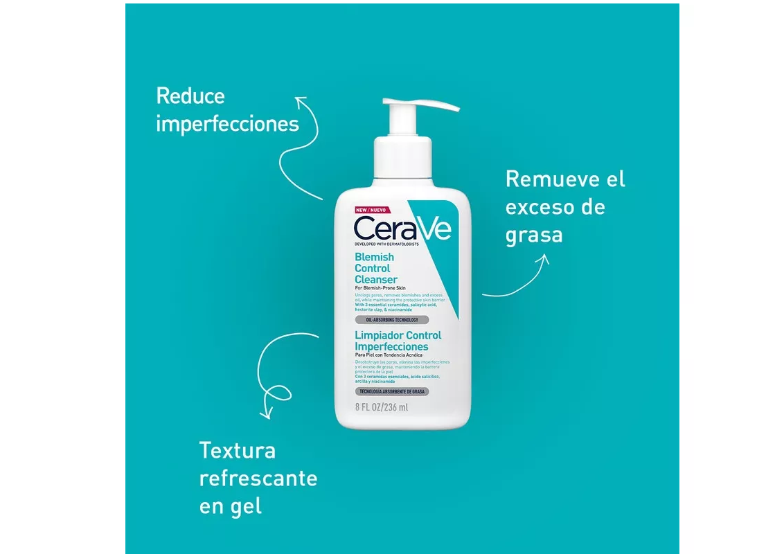 Cerave Limpiador Control Imperfecciones, Piel Grasa, 236ml