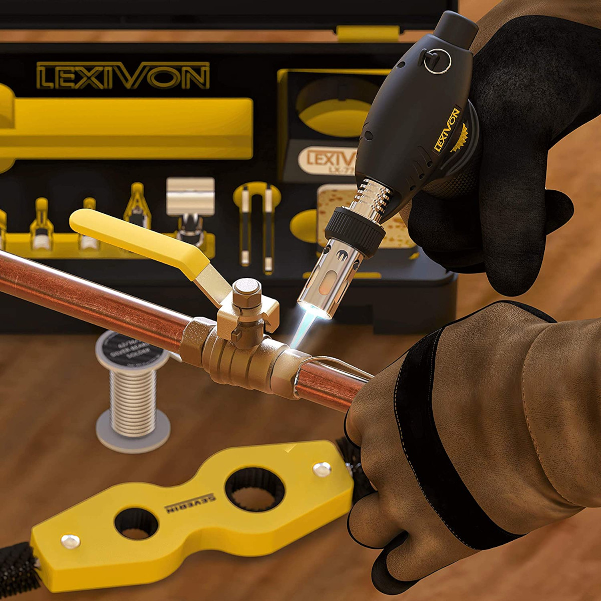 Soplete Soldador Gas butano LEXIVON Inalámbrico con 7 puntas