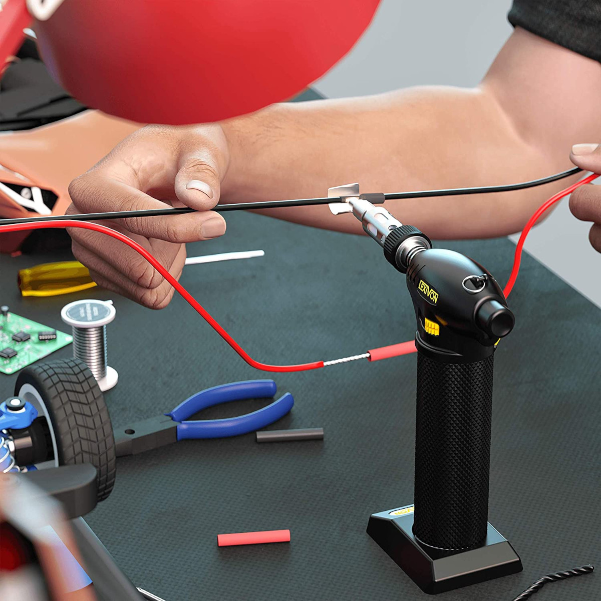 Soplete Soldador Gas butano LEXIVON Inalámbrico con 7 puntas