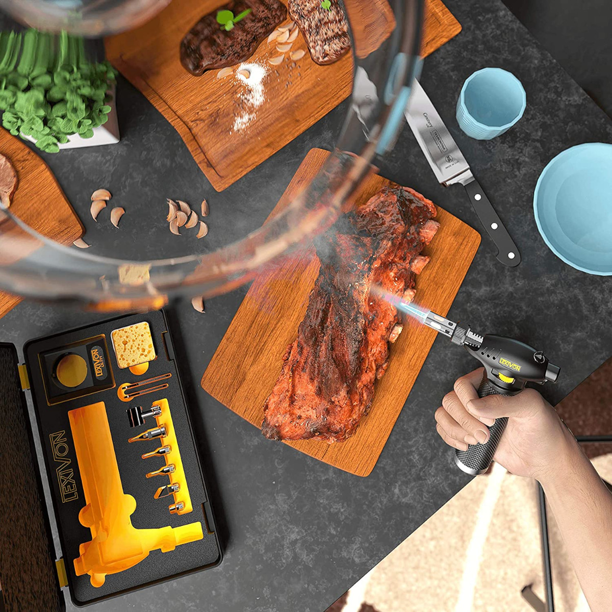 Soplete Soldador Gas butano LEXIVON Inalámbrico con 7 puntas