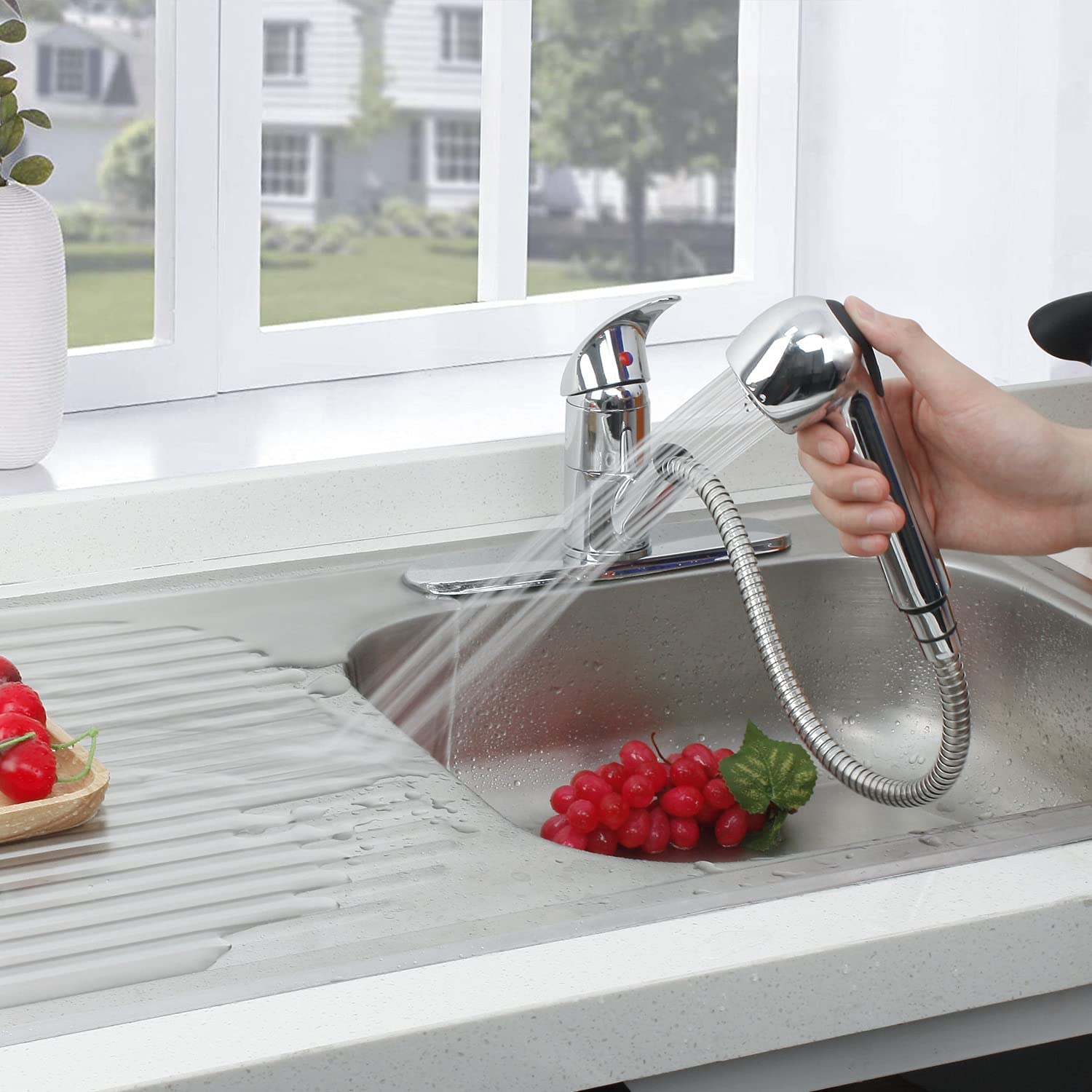 Llave Mezcladora Solvex Monomando Fregadero Acero Inoxidable SP-80080.