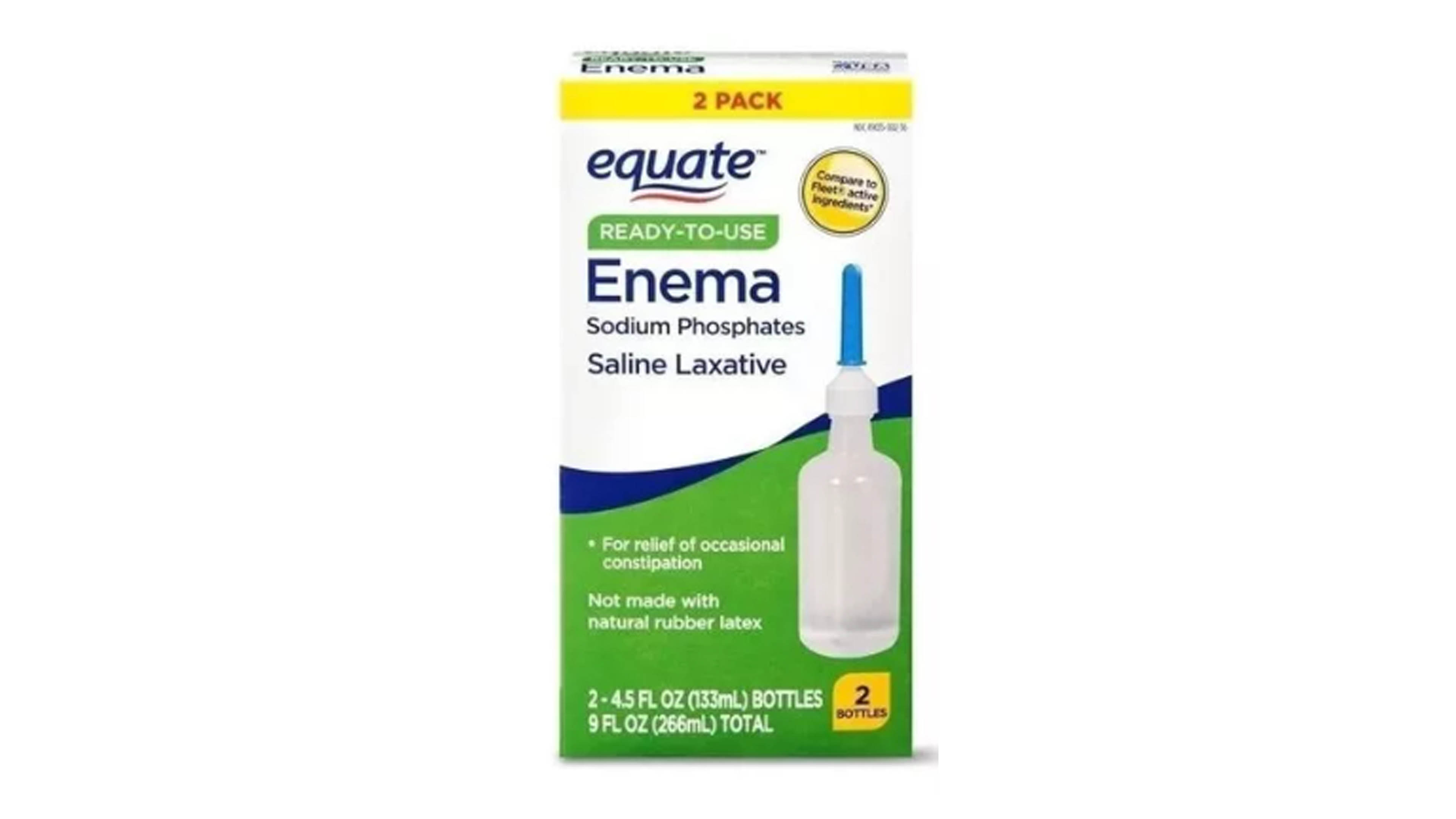 Enema Equate Enema 4.5 Oz 133 Ml Regular (paquete De 2) Kit De 2 Original