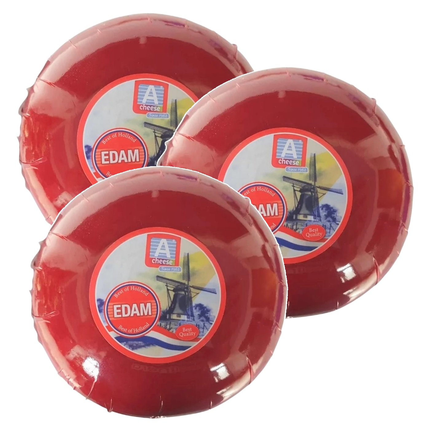 Paquete con 3 Quesos de Bola Edam Maduro Holandés Peso 1.5 Kg cada uno