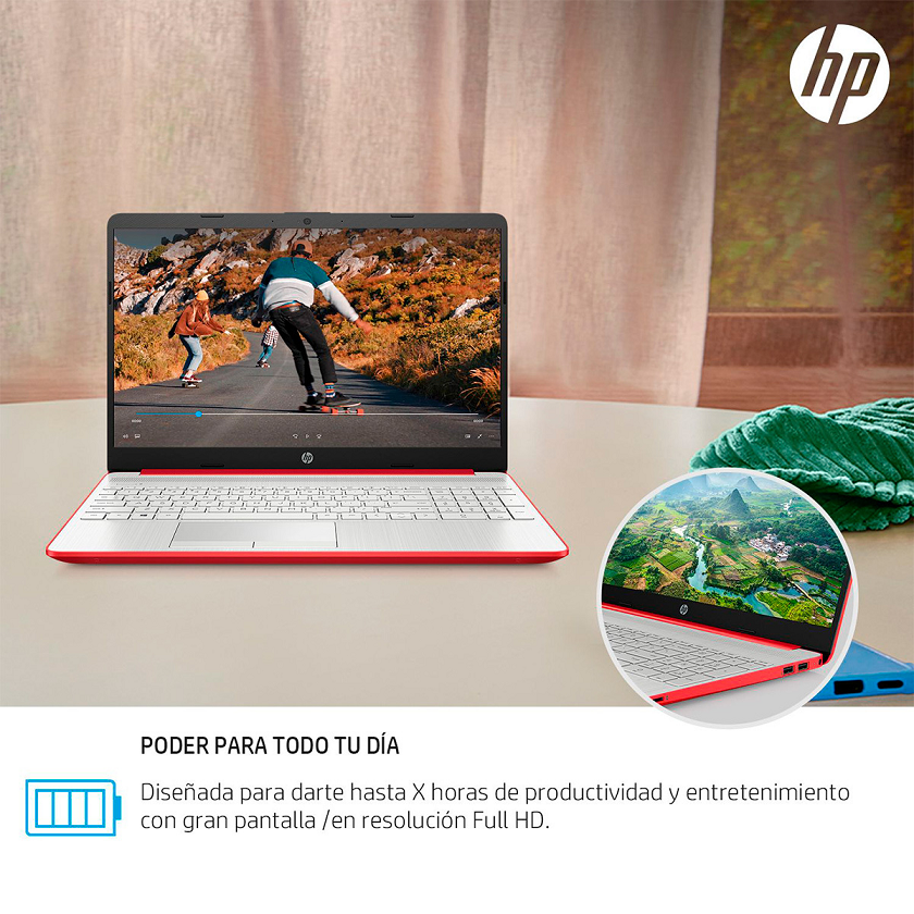 Laptop Hp I3-1115g4 8gb 256gb Ssd 15.6 W11h Roja 15-dw3500la