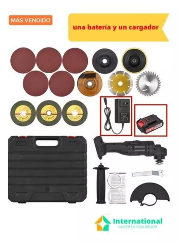 Pulidor inalámbrico 21V con Accesorios Amoladora Angular Esmeril Batería De Litio Portátil