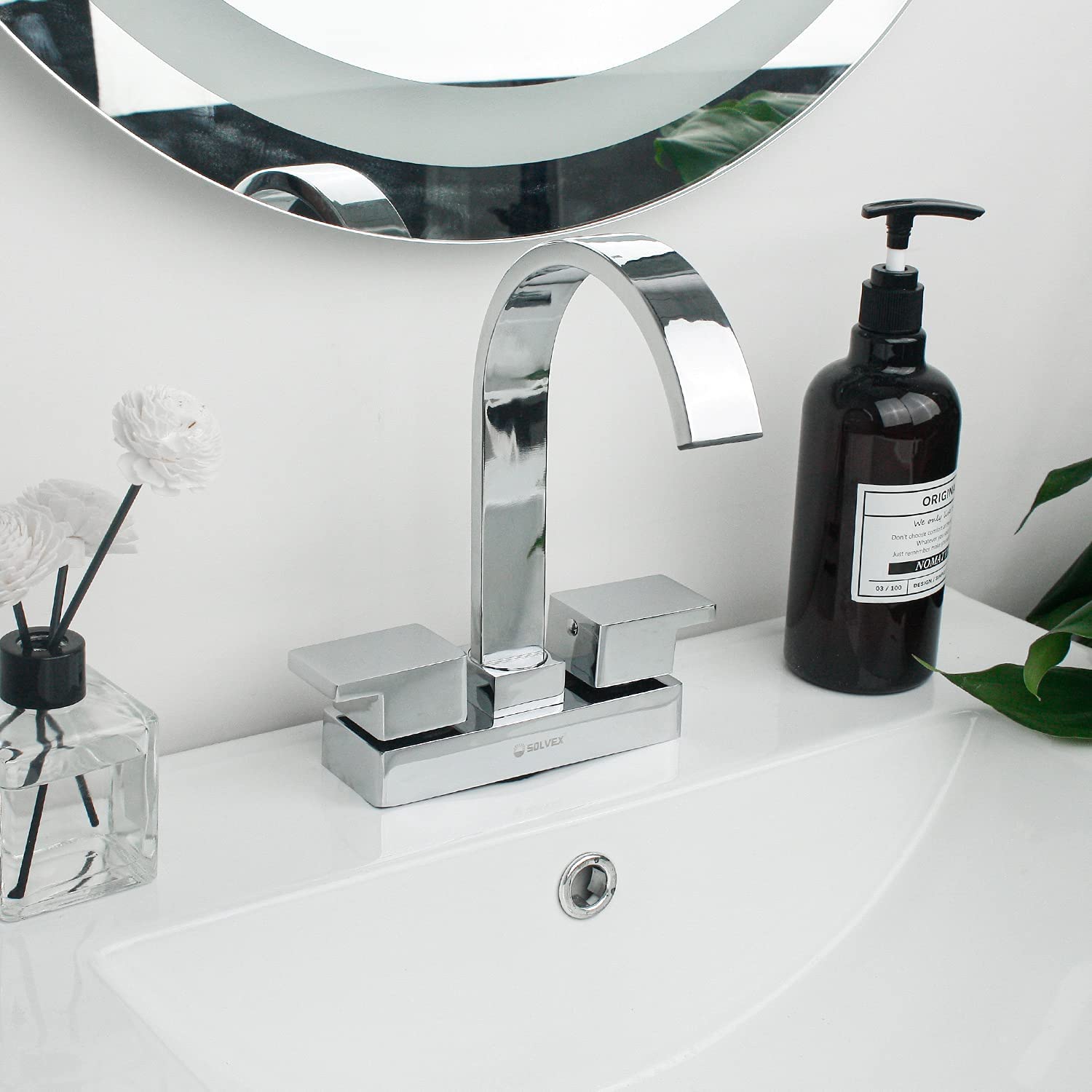  Mezcladora Lavabo Cascada Baño Acero Inoxidable Lavamanos 4'  SP-40036 