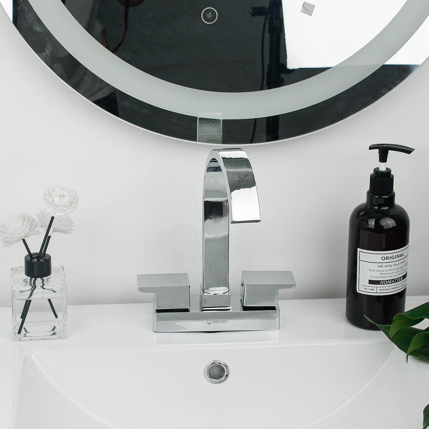  Mezcladora Lavabo Cascada Baño Acero Inoxidable Lavamanos 4'  SP-40036 