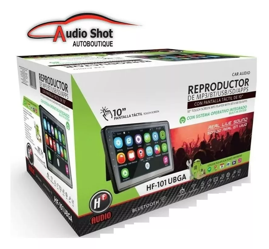 Autoestereo Doble DIN con Pantalla 10" Motorizado Android y WIFI