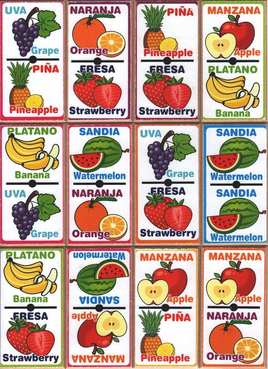 DOMINO DIDACTICO DE MADERA FRUTAS