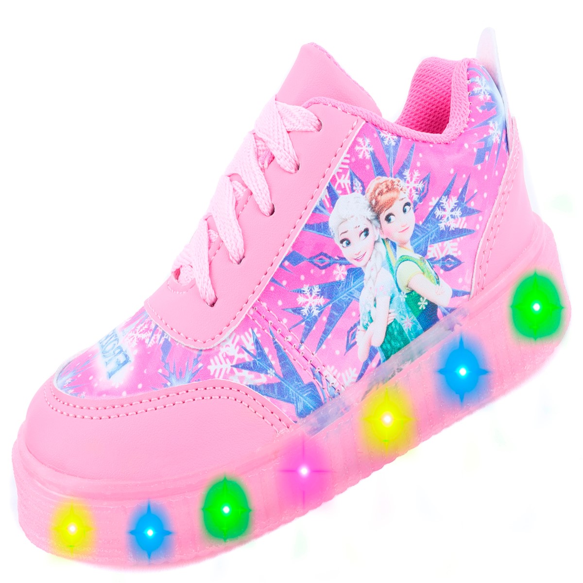 Tenis Niña Princesas Elsa Y Ana Luces Led Casual 770-rp Rosa.
