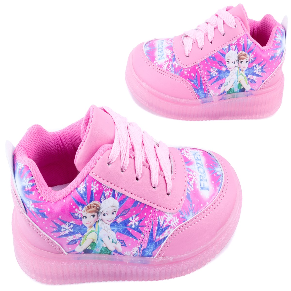 Tenis Niña Princesas Elsa Y Ana Luces Led Casual 770-rp Rosa.